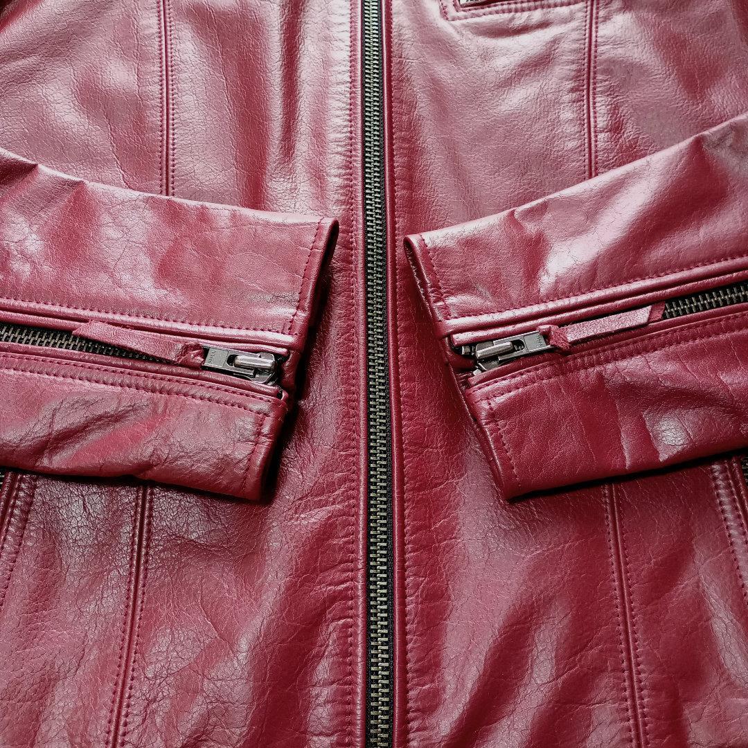 リューグーレザーズ　シングルライダースジャケット　ワインレッド　メンズM