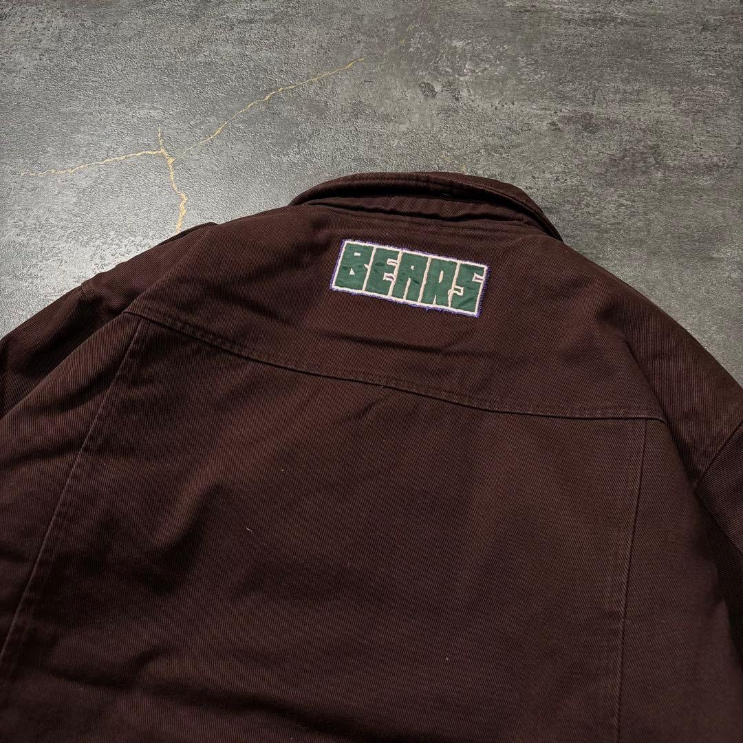 古着ダックジャケットボンバージャケット茶ブラウン刺繍ワッペン90sストリートXL