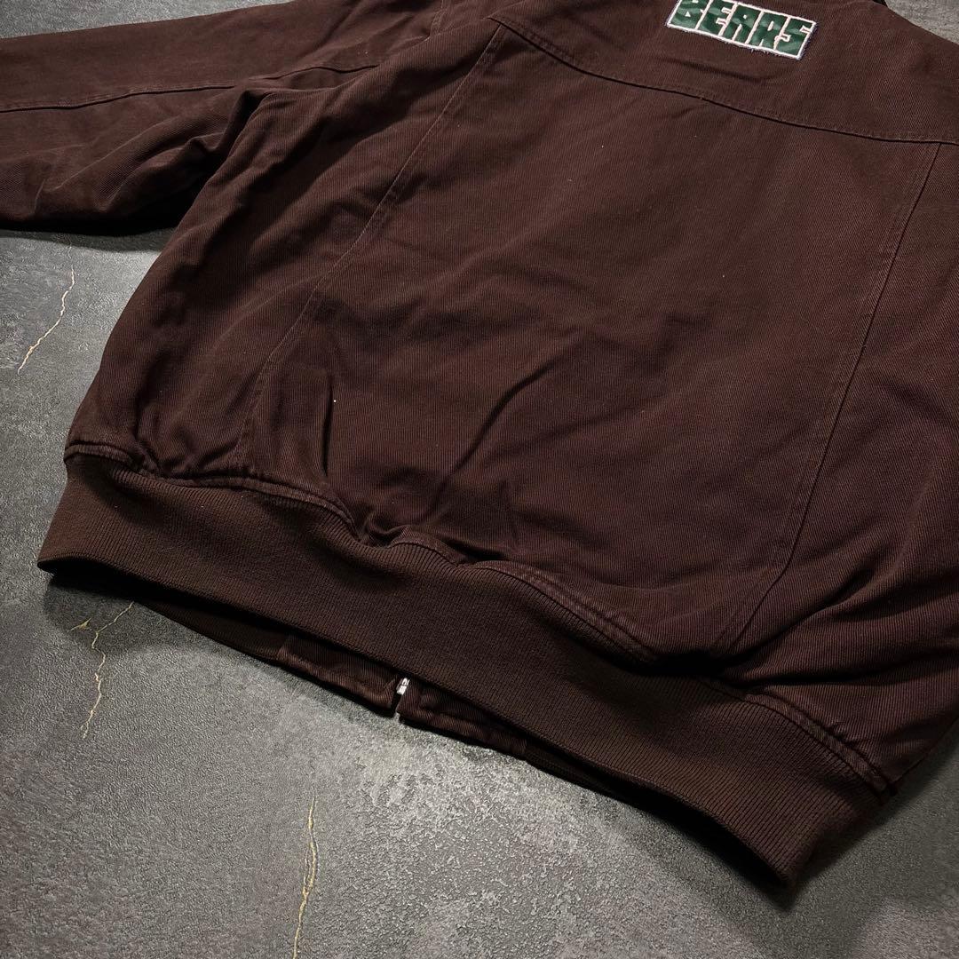 古着ダックジャケットボンバージャケット茶ブラウン刺繍ワッペン90sストリートXL