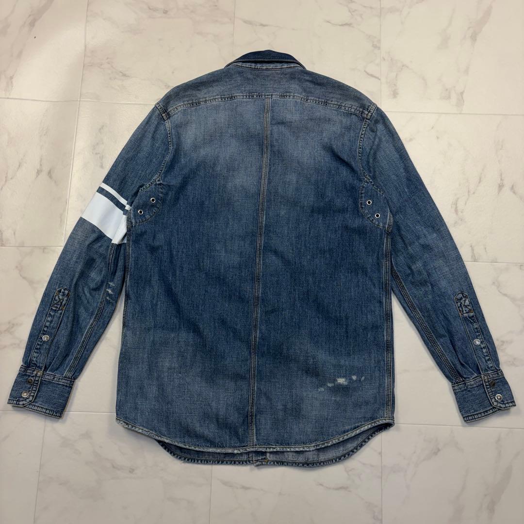 ディーゼル　ダメージ加工　刺繍　デニムシャツ　XS 長袖　170/88A 青