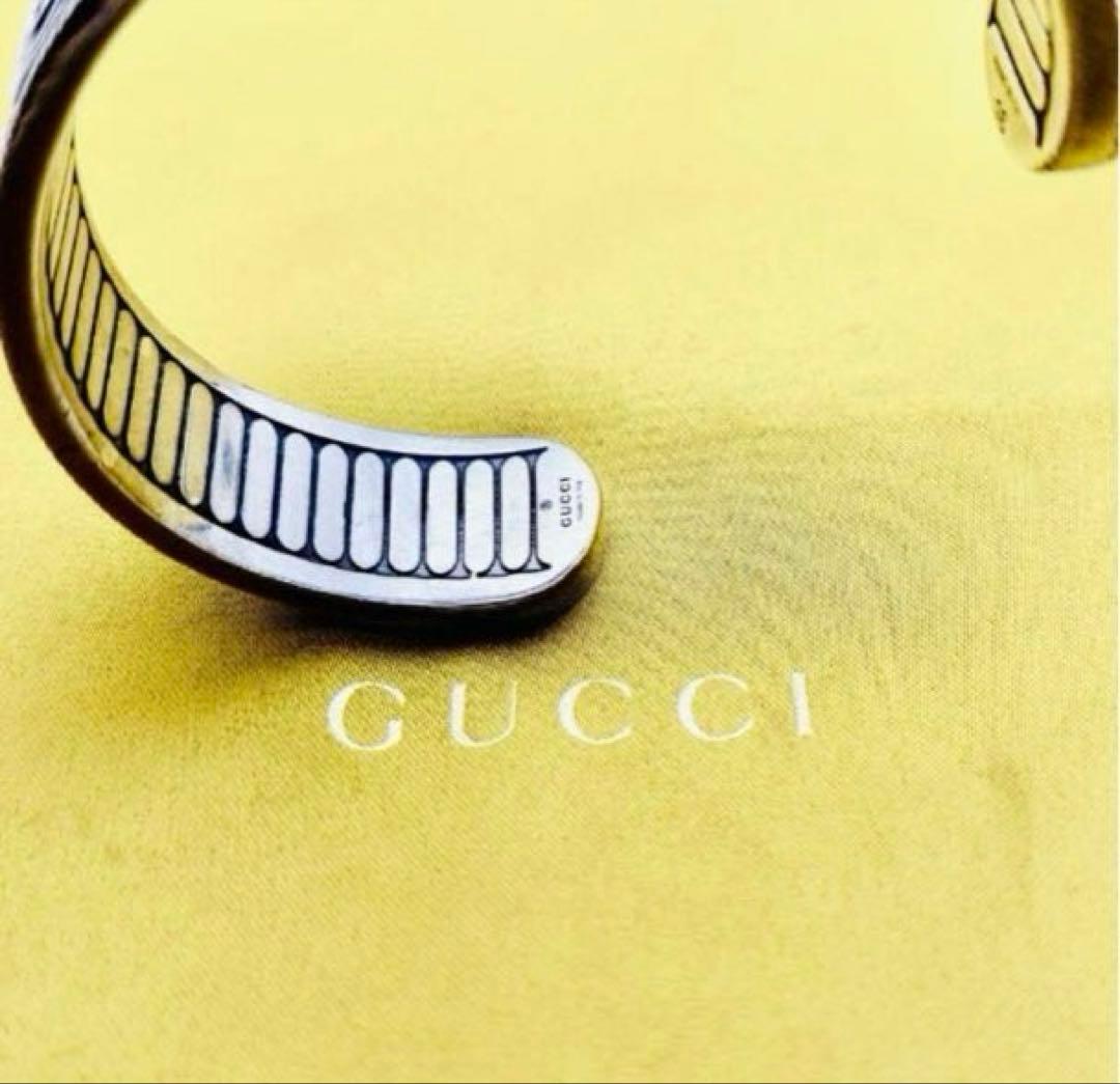 【極美品】GUCCI グッチ羽根リーフフェ ザーGG ブレスレットバングル