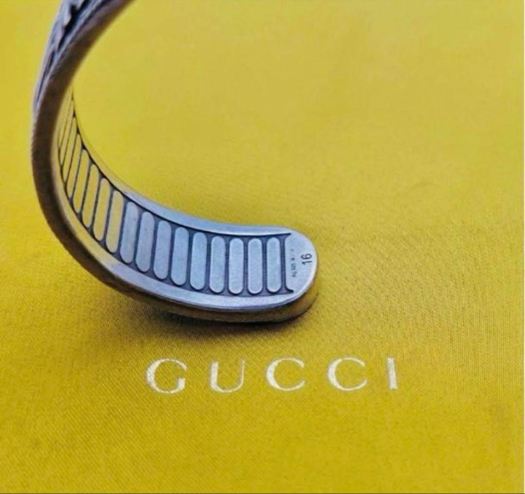 【極美品】GUCCI グッチ羽根リーフフェ ザーGG ブレスレットバングル