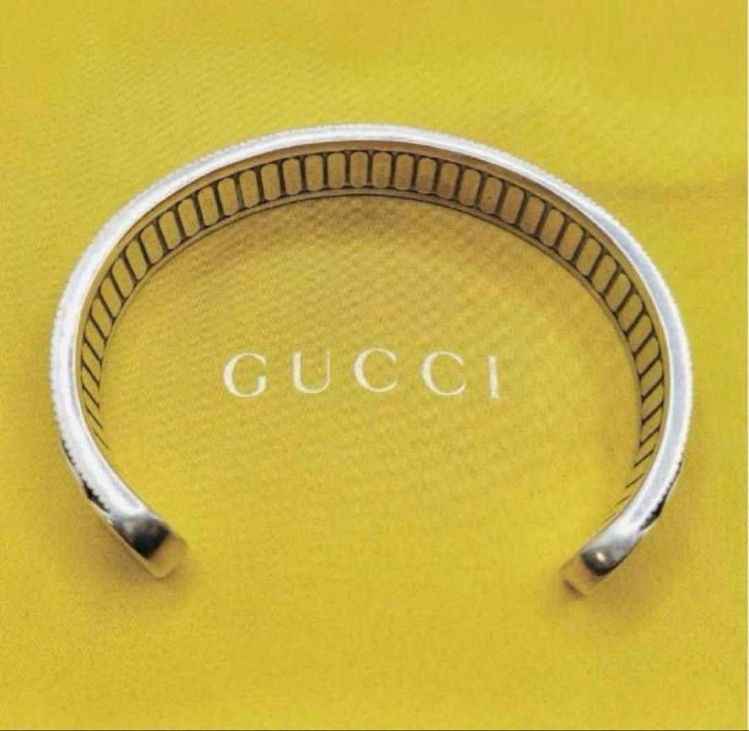【極美品】GUCCI グッチ羽根リーフフェ ザーGG ブレスレットバングル
