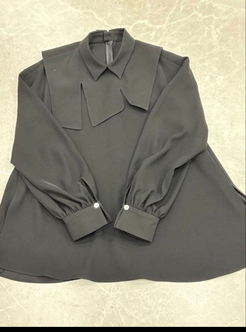 タグ付き未使用 ENFÖLD フリルカラー取り外し可ブラウス 黒 38