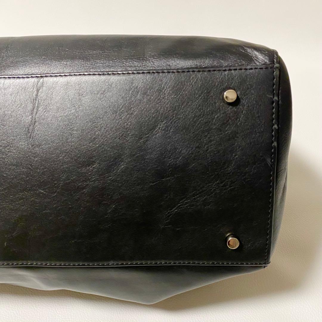 Hoaw フラップボストンバッグ　トートバッグ　レザー　大容量　黒　マグネット