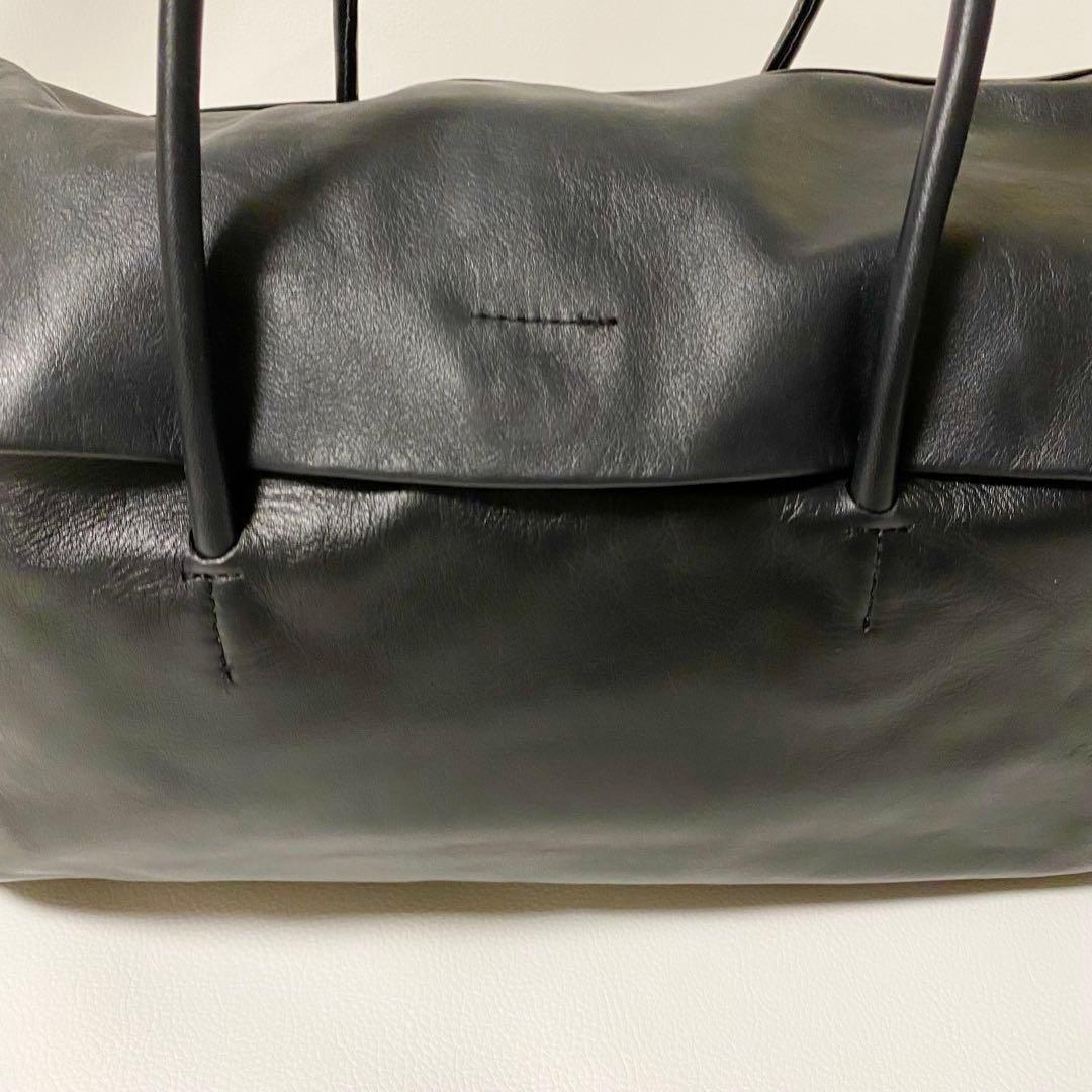 Hoaw フラップボストンバッグ　トートバッグ　レザー　大容量　黒　マグネット