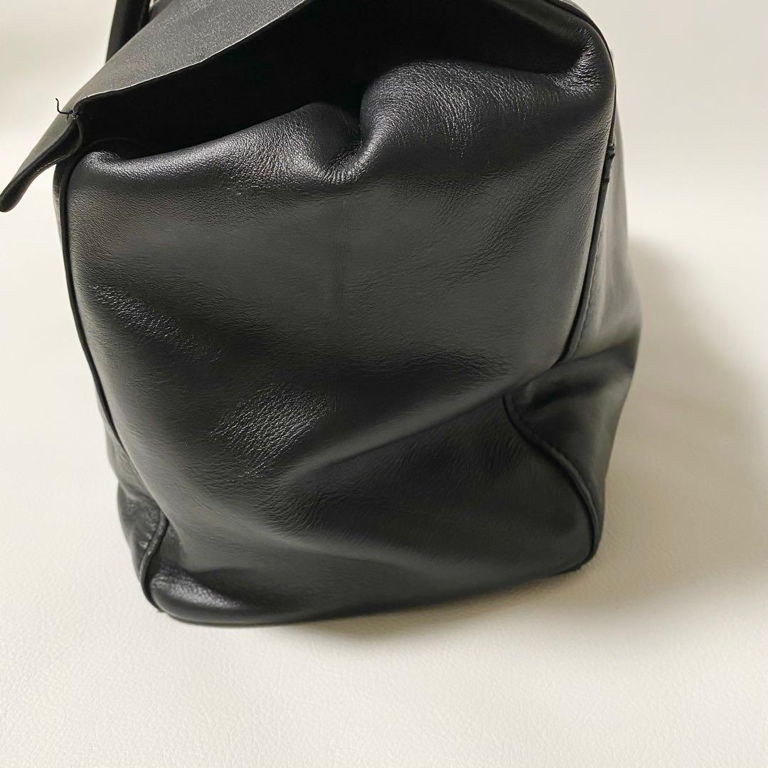 Hoaw フラップボストンバッグ　トートバッグ　レザー　大容量　黒　マグネット