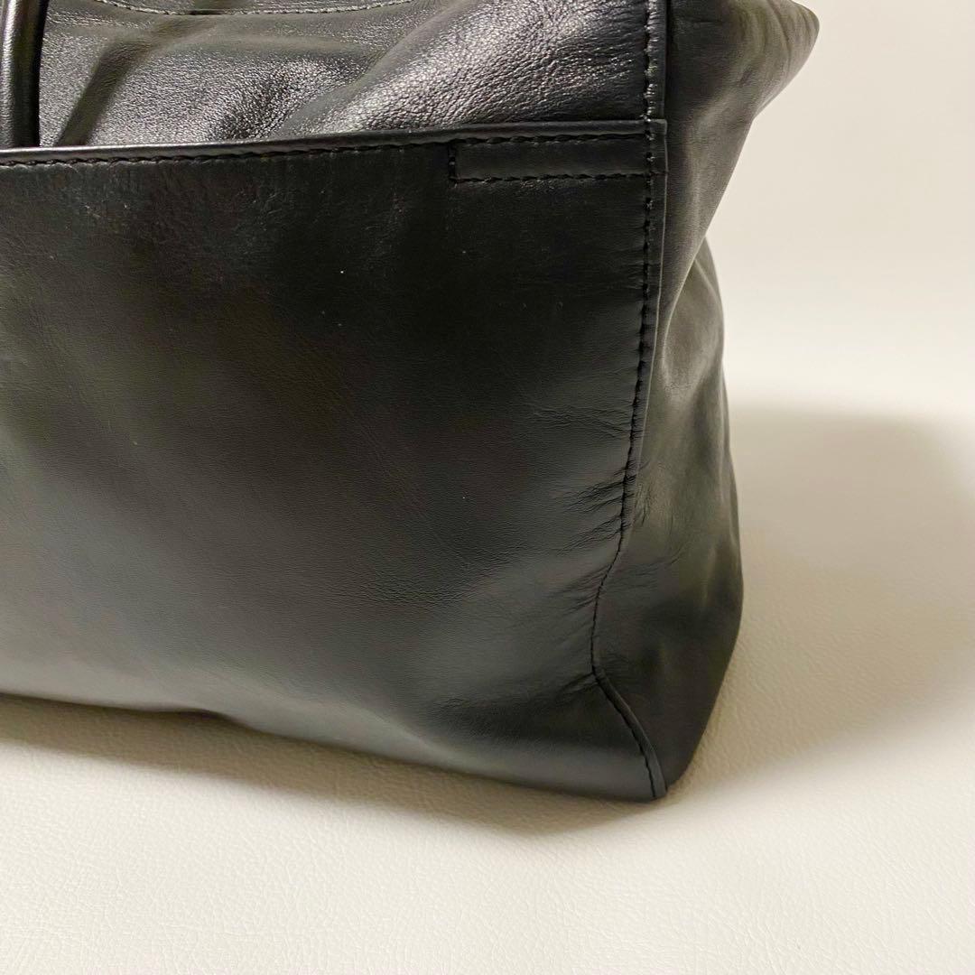 Hoaw フラップボストンバッグ　トートバッグ　レザー　大容量　黒　マグネット