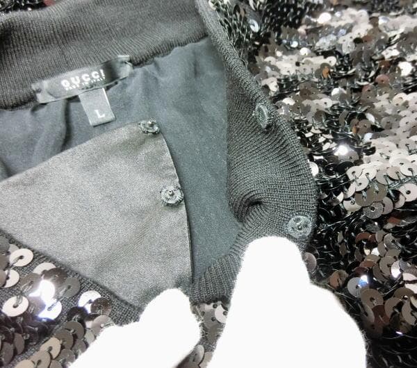 【極美品】グッチ コレクションライン 総スパンコール ニットワンピース L 黒