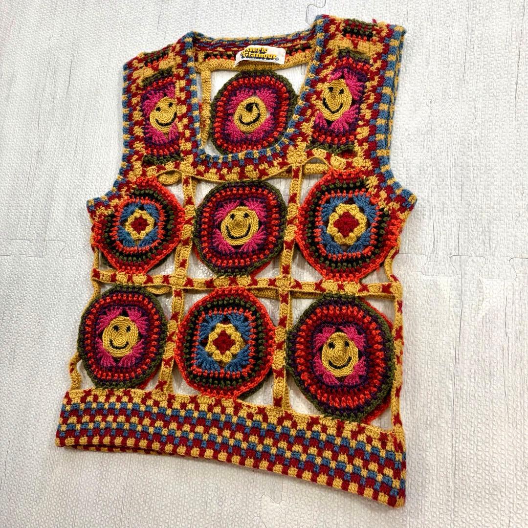 初期 HYSTERIC GLAMOUR クロシェ編み スマイル ニットベスト