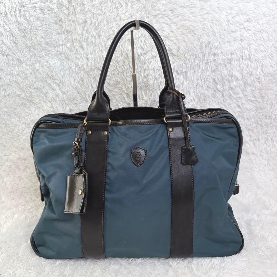 高級✨ Felisi ビジネスバック 本革 ブルー A4 大容量 ナイロン