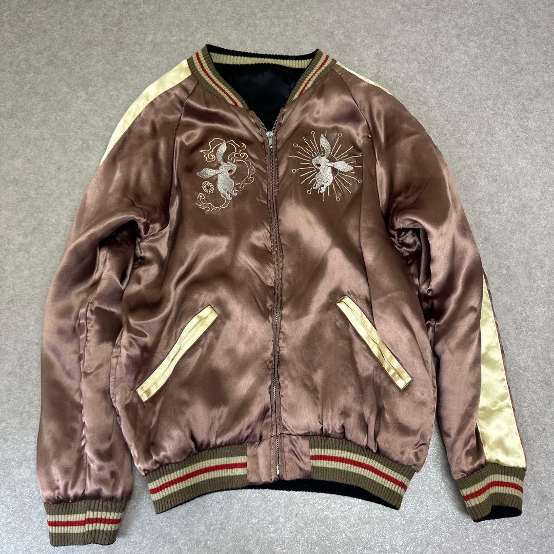 CHIKIRIYA ちきりや スカジャン リバーシブル 兎 獅子 刺繍 ブラック