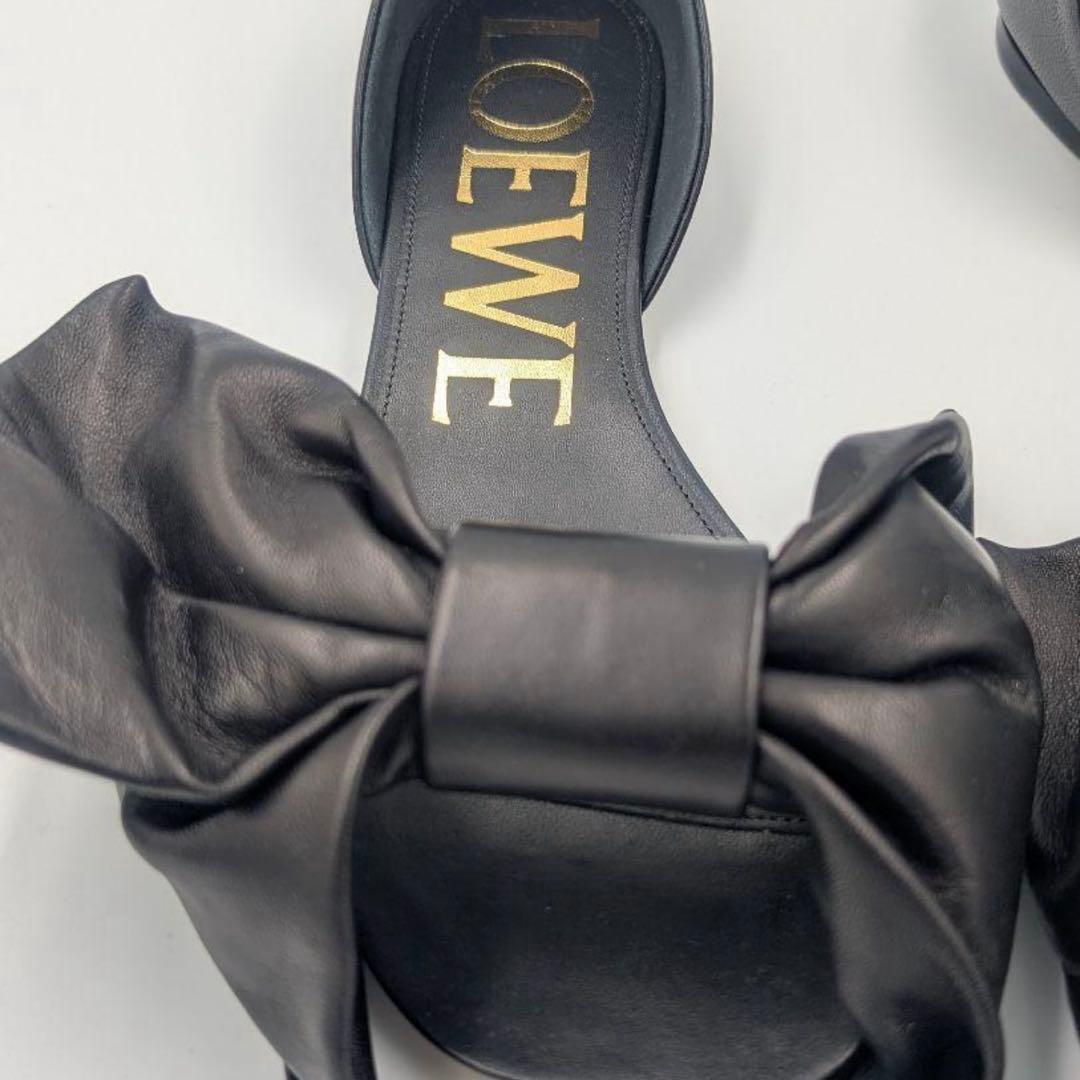 LOEWE ロエベ ブラックレザー リボン ミュール 定価15万円