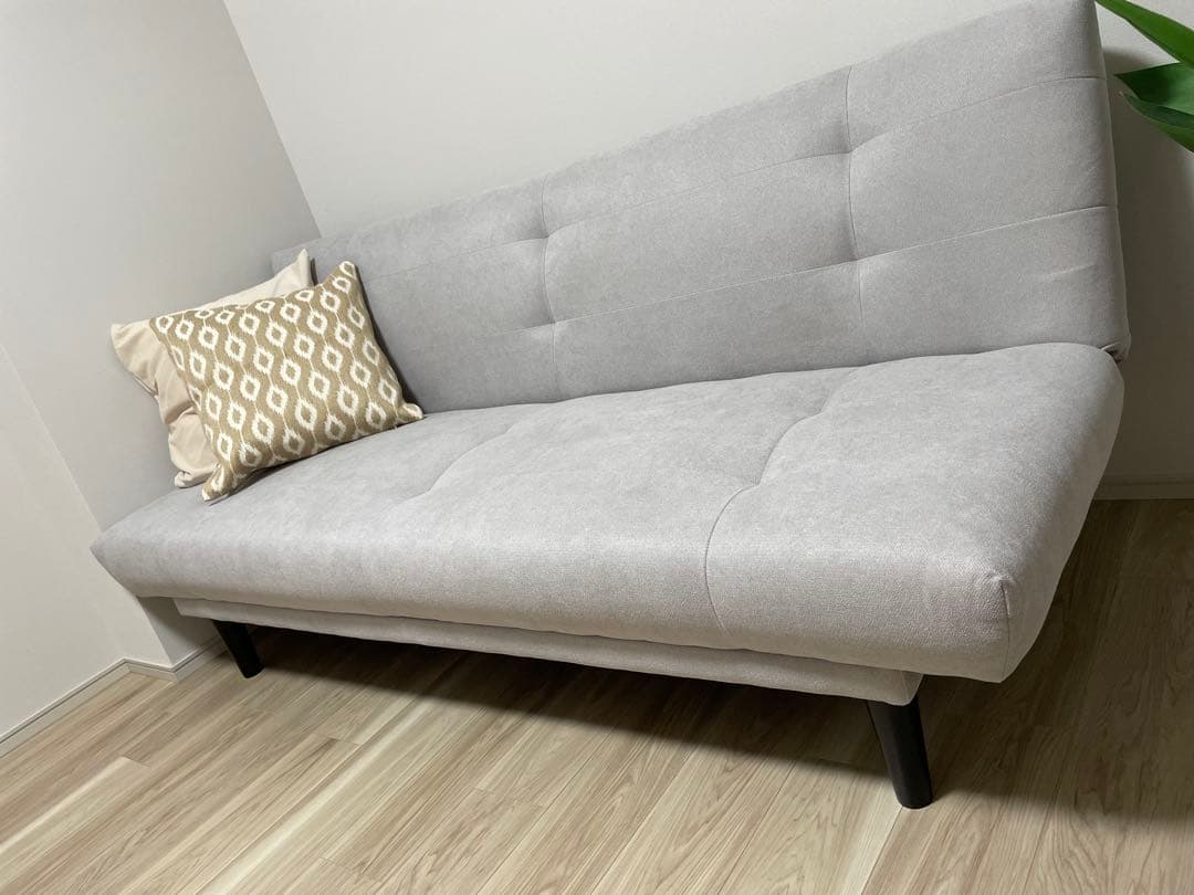 【未使用品】グレー ファブリックソファ