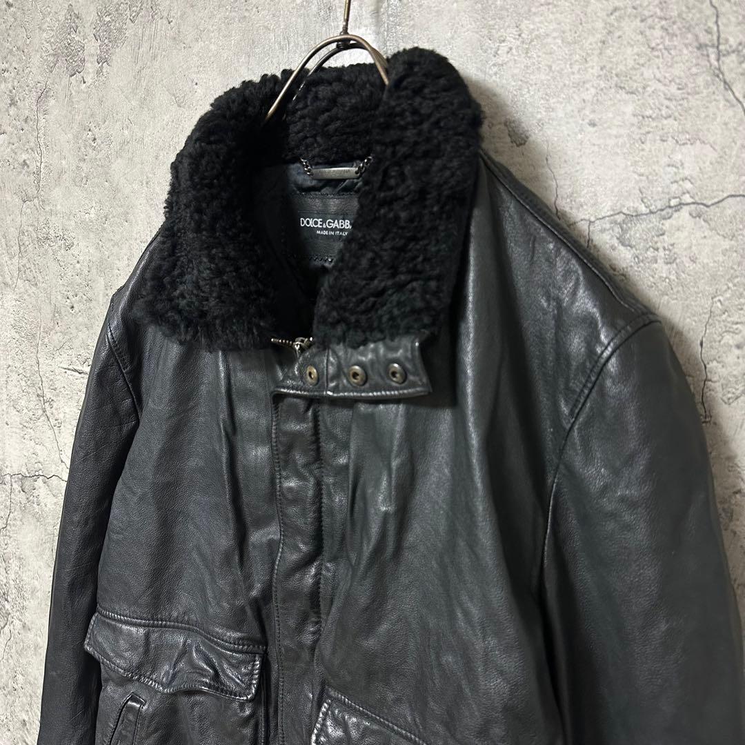 【超希少◎】DOLCE&GABBANA　レザージャケット　襟ボア　完売モデル◎
