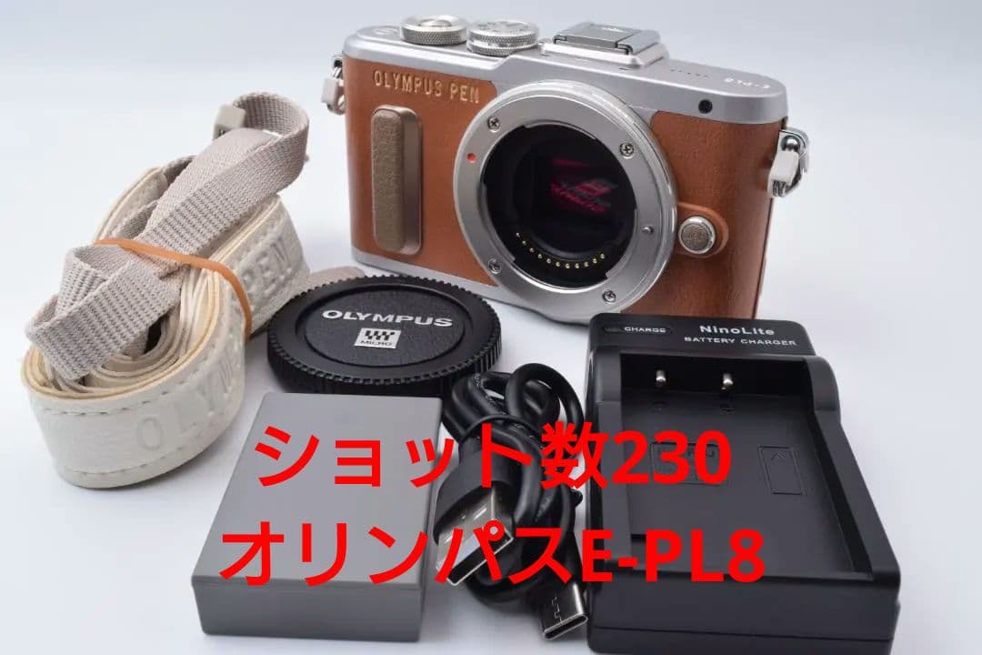 #51a ショット数230 美品 オリンパス PEN E-PL8 ボディ 充電器