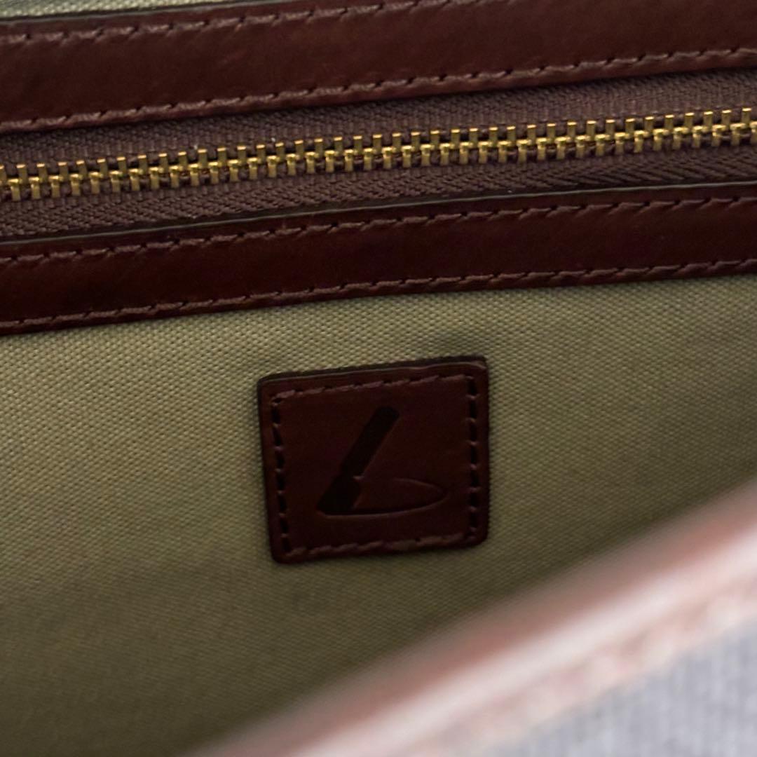 美品　土屋鞄　メッセンジャーバッグ 鞄 キャンバス レザー ブラウン　フラップ