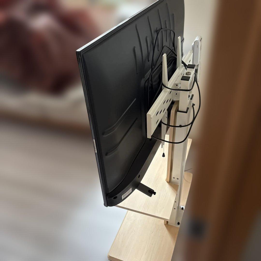 木製テレビスタンド 高さ調整可能 2段棚付き