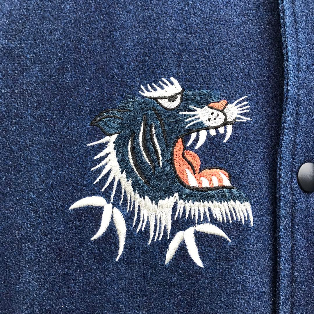 レミリリーフ　スタジャン　スカジャン　М　インディゴ　ウール　牛革