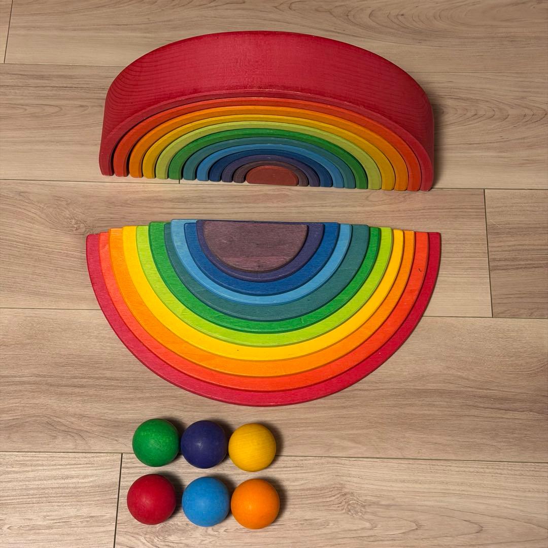 あ*。様 グリム 木製レインボー積み木 ボール まとめ