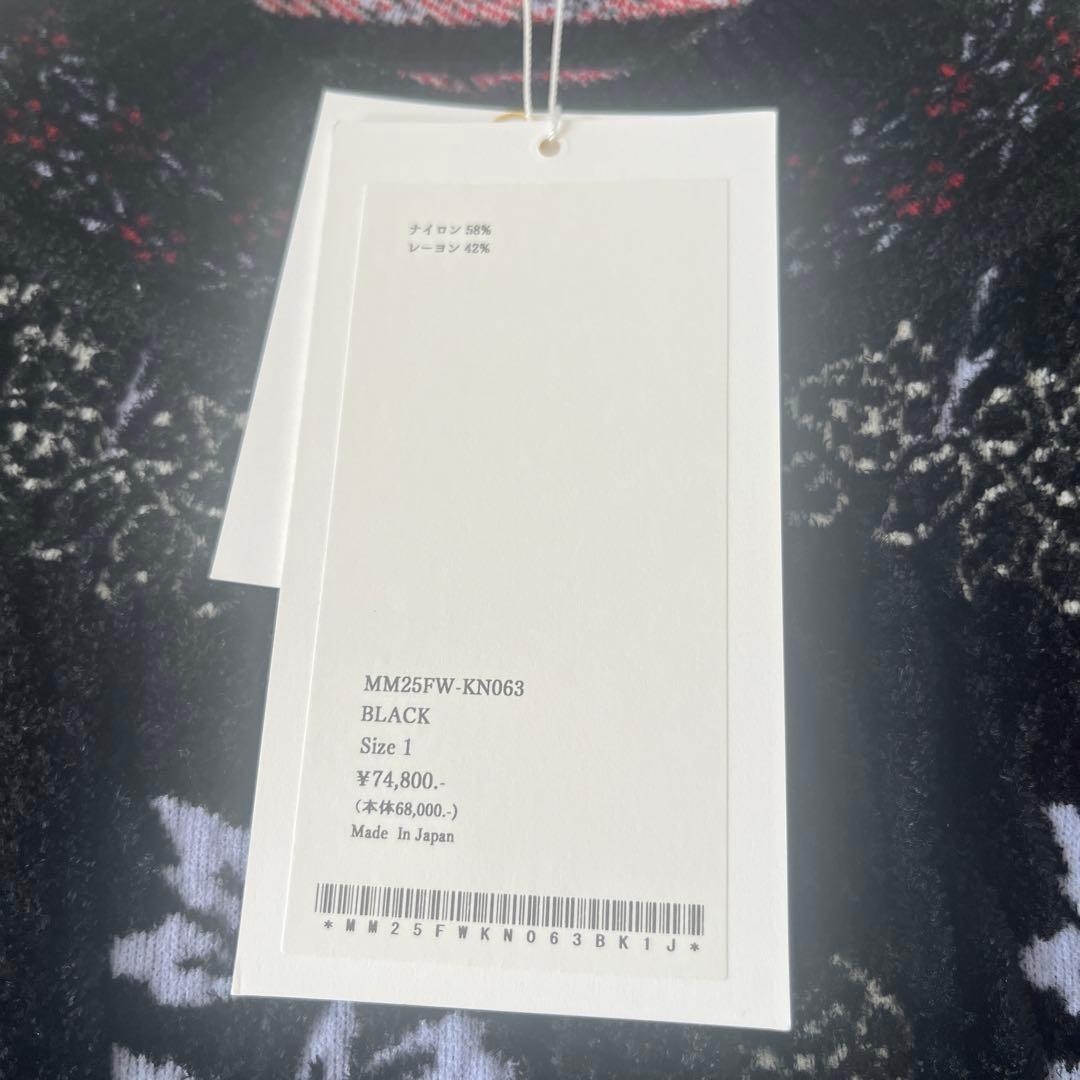 マメクロゴウチ　フローラルモチーフニット　ブラック　1 mame