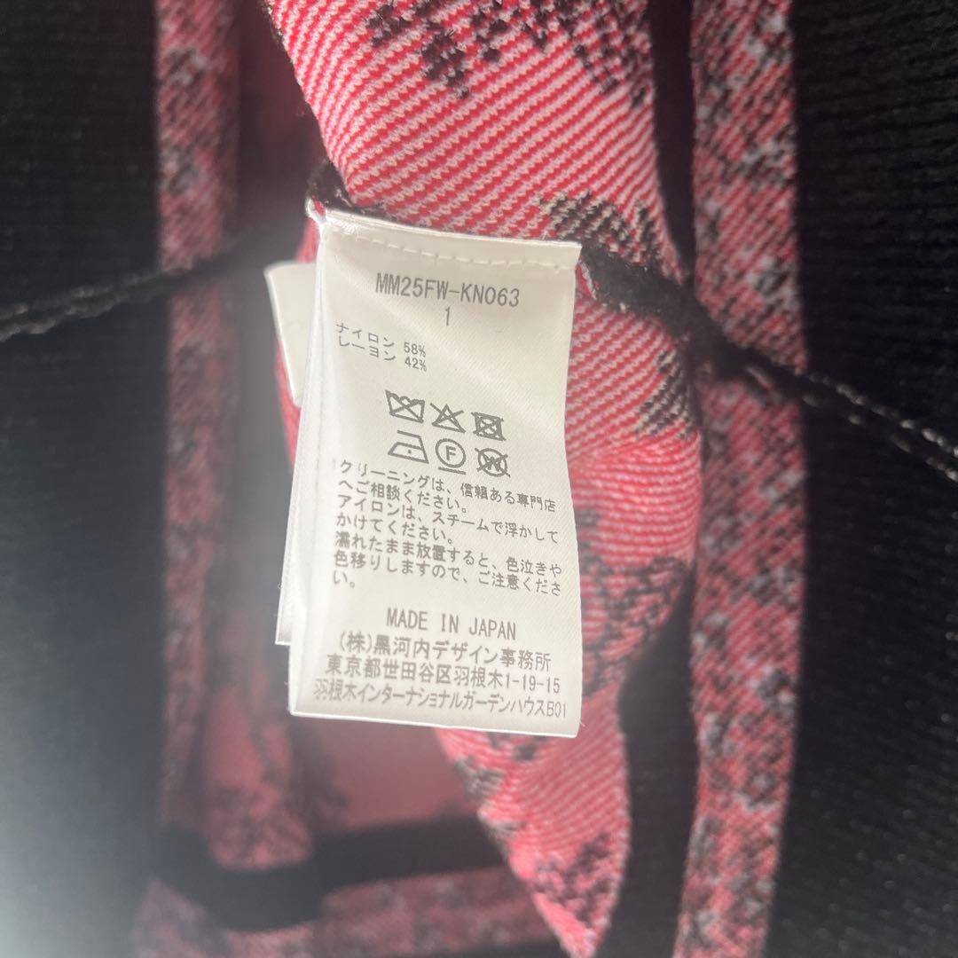 マメクロゴウチ　フローラルモチーフニット　ブラック　1 mame