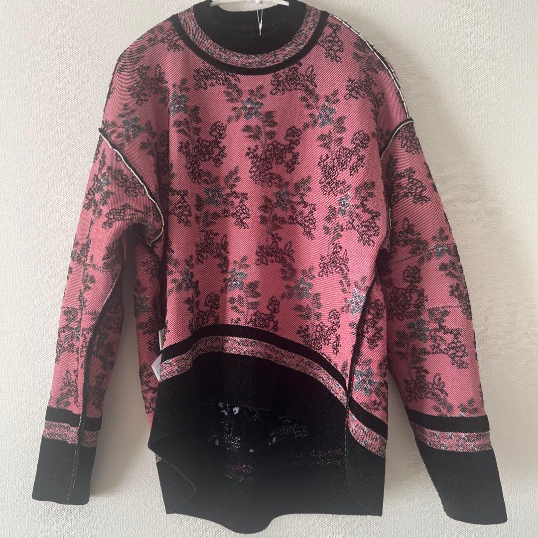 マメクロゴウチ　フローラルモチーフニット　ブラック　1 mame