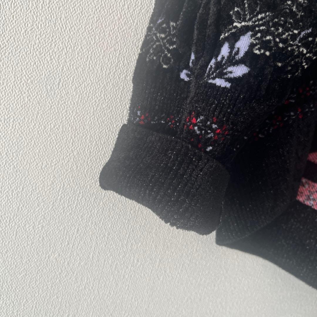 マメクロゴウチ　フローラルモチーフニット　ブラック　1 mame