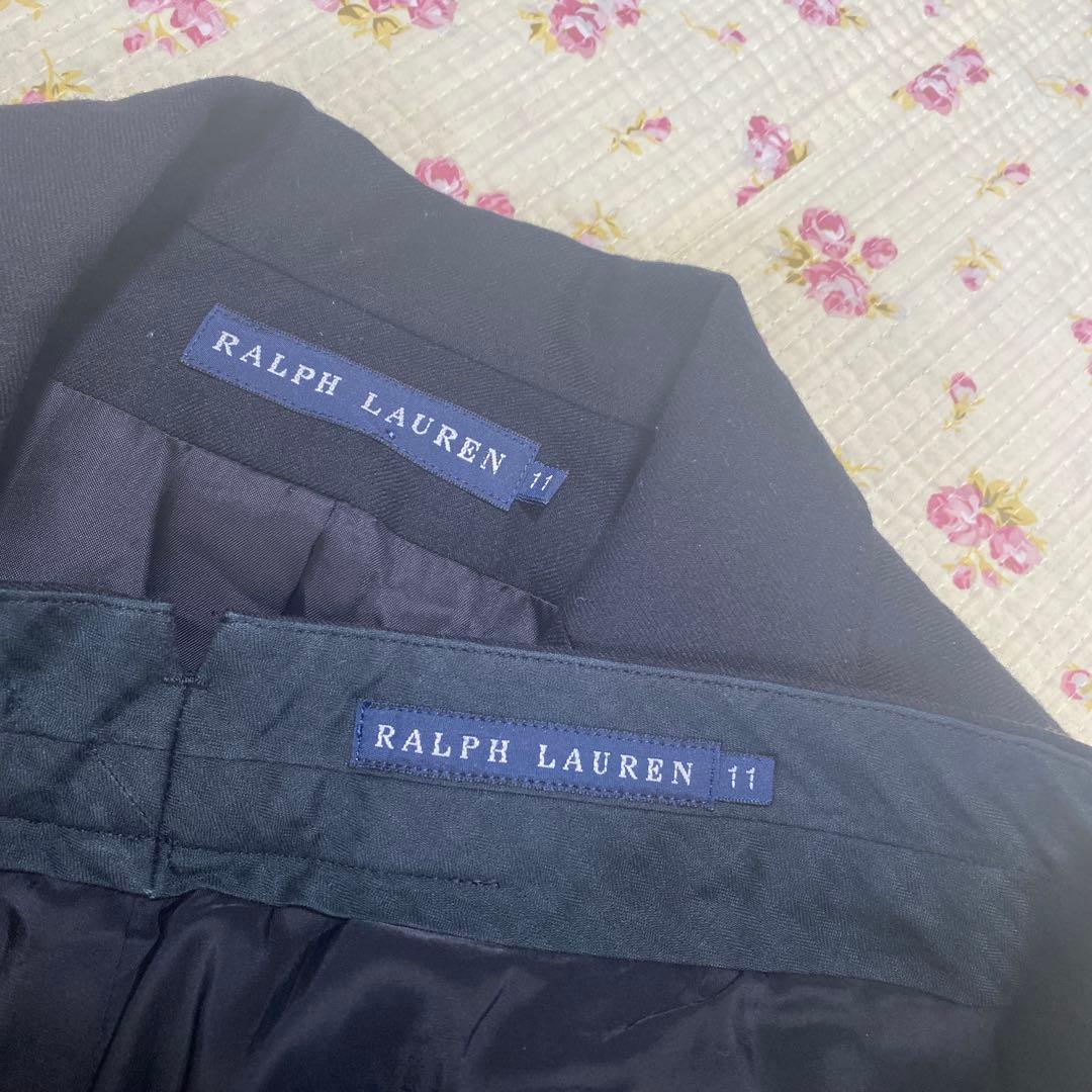 ラルフ ローレン 2ボタン パンツスーツ 11 W76 黒 就活 DMW