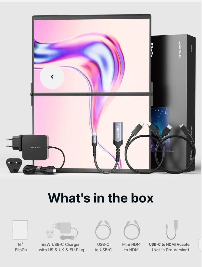 FlipGo ポータブルデュアルモニター 16インチ