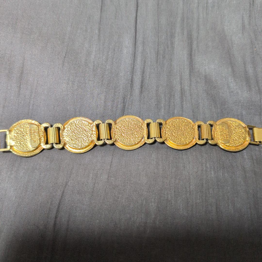 ヴェルサーチ　ブレスレット　メデューサ　ロゴ　ゴールド×レッド