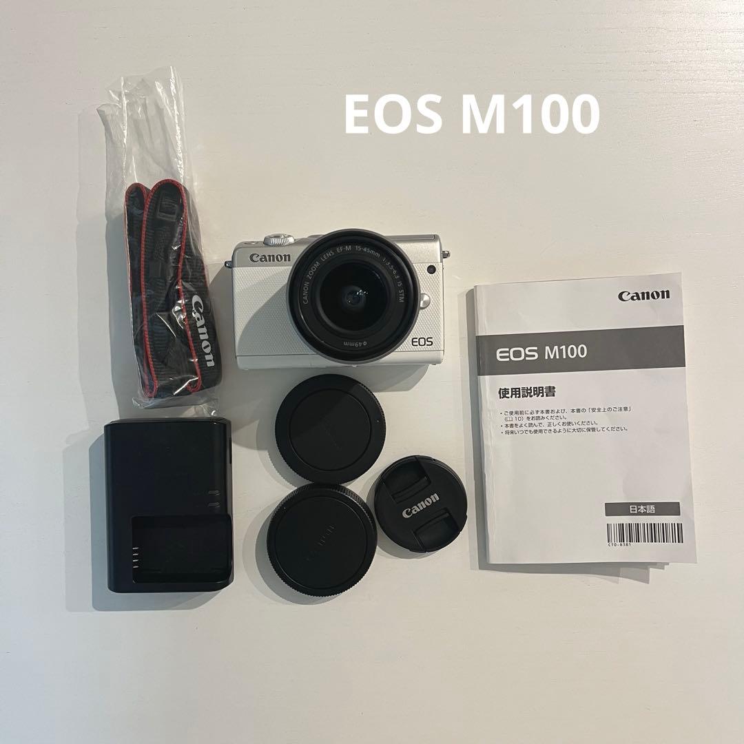Canon EOS M100 ホワイト レンズ付き　ミラーレス一眼　美品