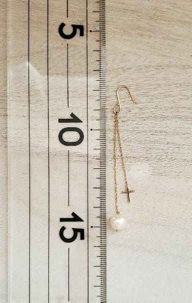 sjx パール ロング ピアス クロス k10