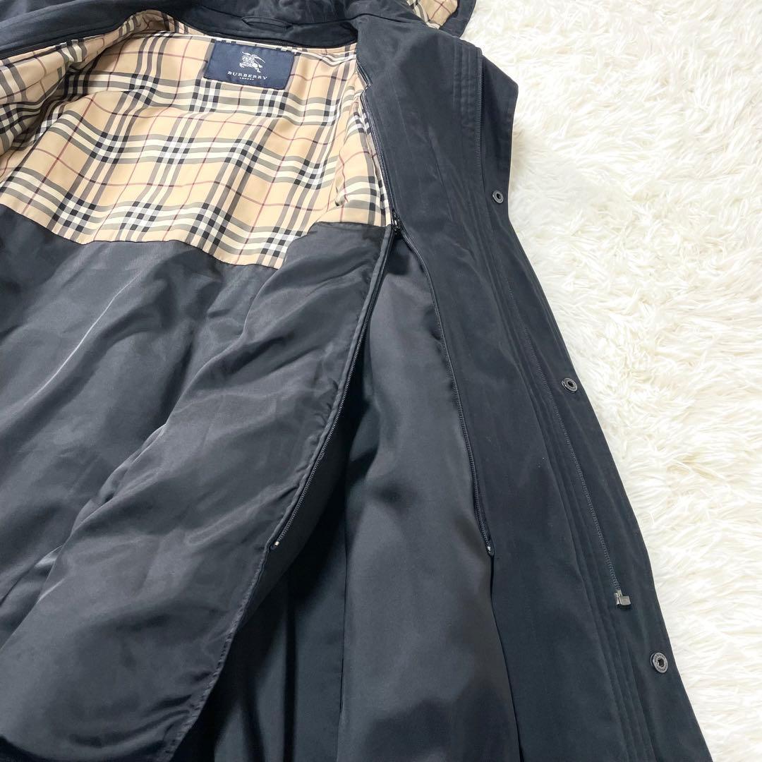 【美品】バーバリーロンドン フーデッドコート XLダウンライナー ノバチェック