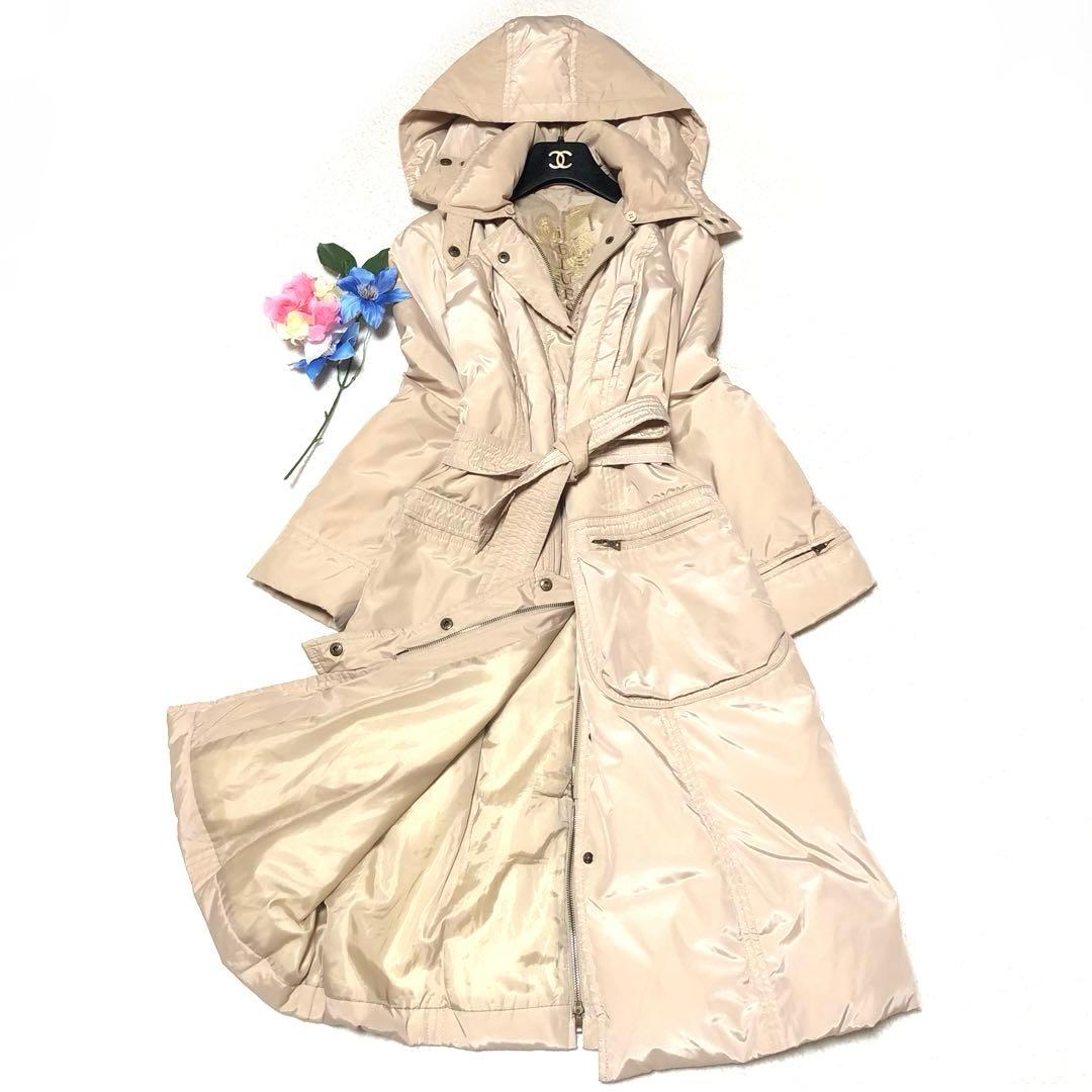 極美品　イブルース　ダウンコート　ベルテッドコート　ロング丈　ベージュ　42