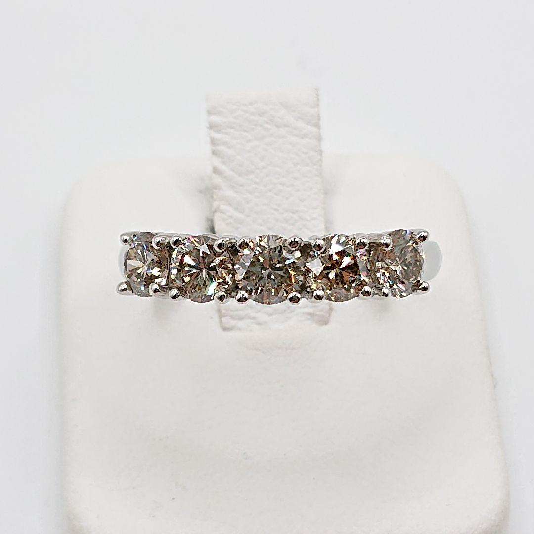 1.5カラット 一文字 5粒天然ダイヤモンドリング プラチナ950 エタニティ