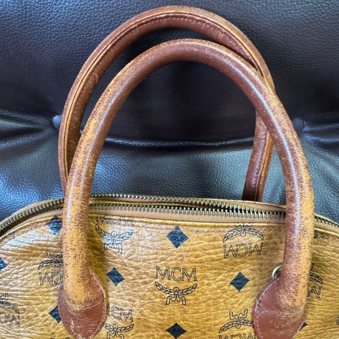 MCM ブラウンレザーボストンバッグ