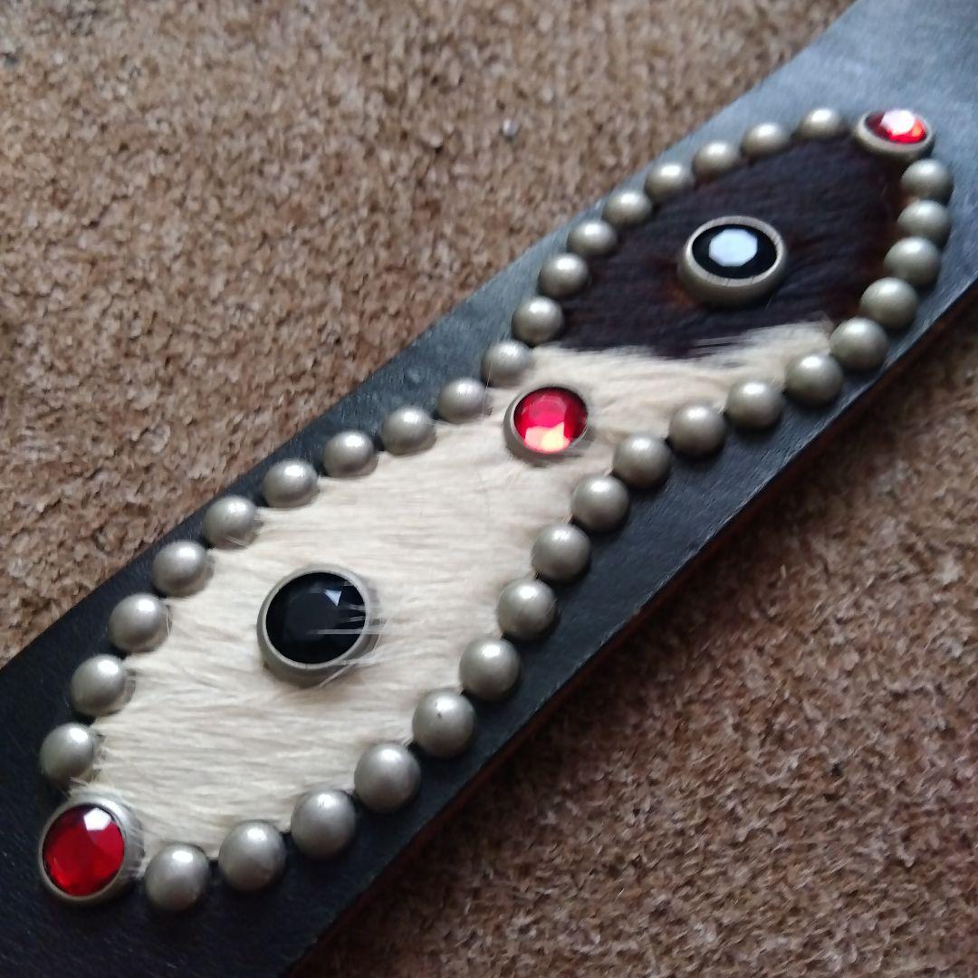 34inch ハラコ ピーナッツ レザー スタッズベルト ブラック