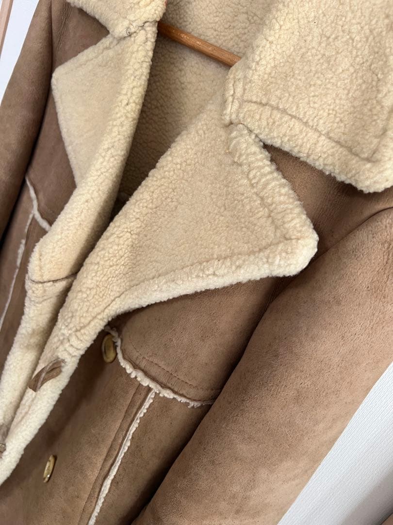 MOUTON コート　ボア襟付き　高級品　ムートンコート　美品　フランス製