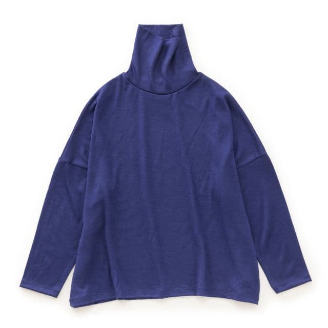 1728　中川政七商店♡ウールのタートルワイドプルオバー　ブルー　青