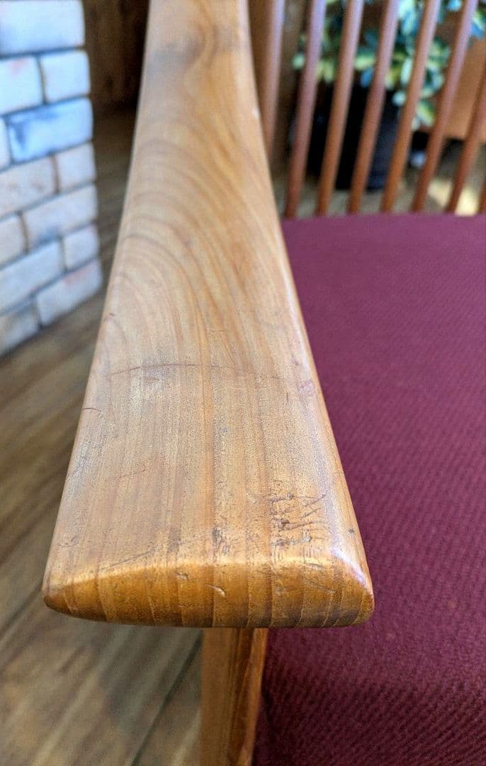 BC工房　だんらん工芸椅子　アームチェア　チーク無垢　アール 布