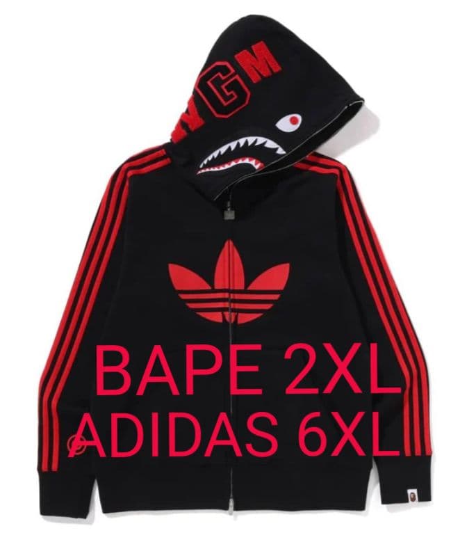 超希少サイズ BAPE ADIDAS SHARK FULL ZIP HOODIE