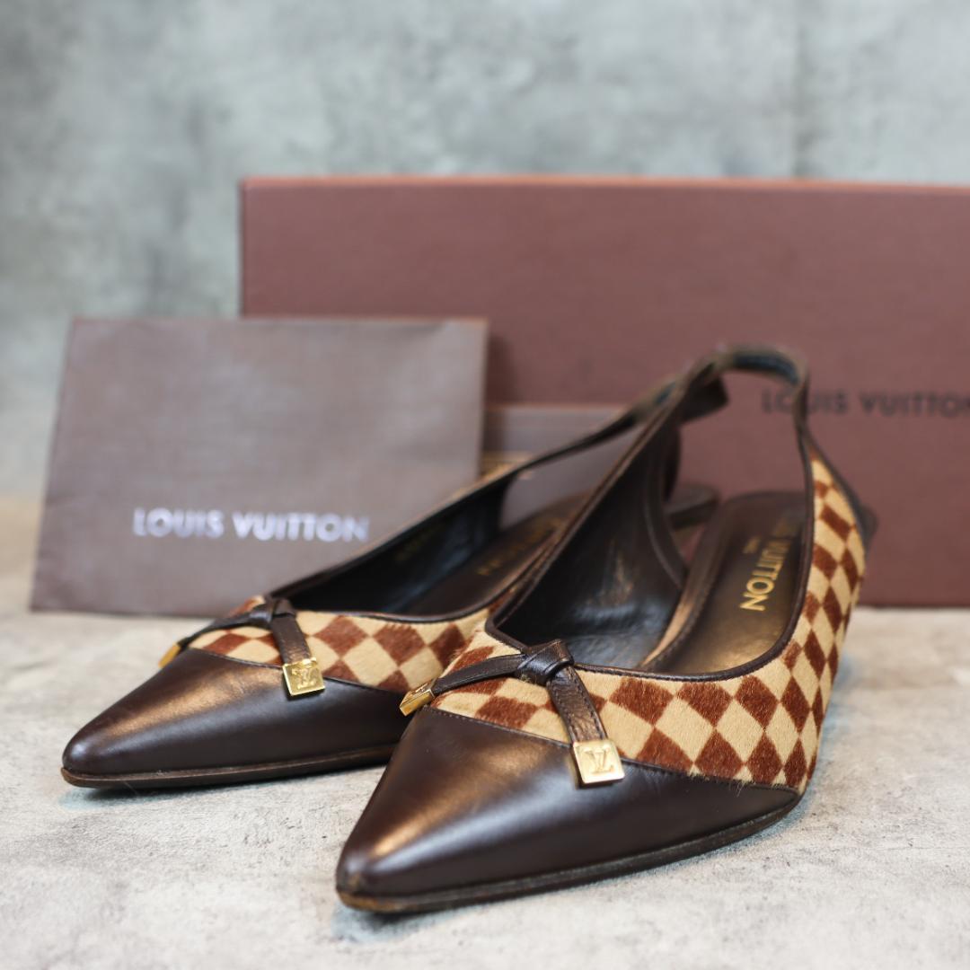 LOUIS VUITTON ハラコ パンプス レディース 高級 ミュール