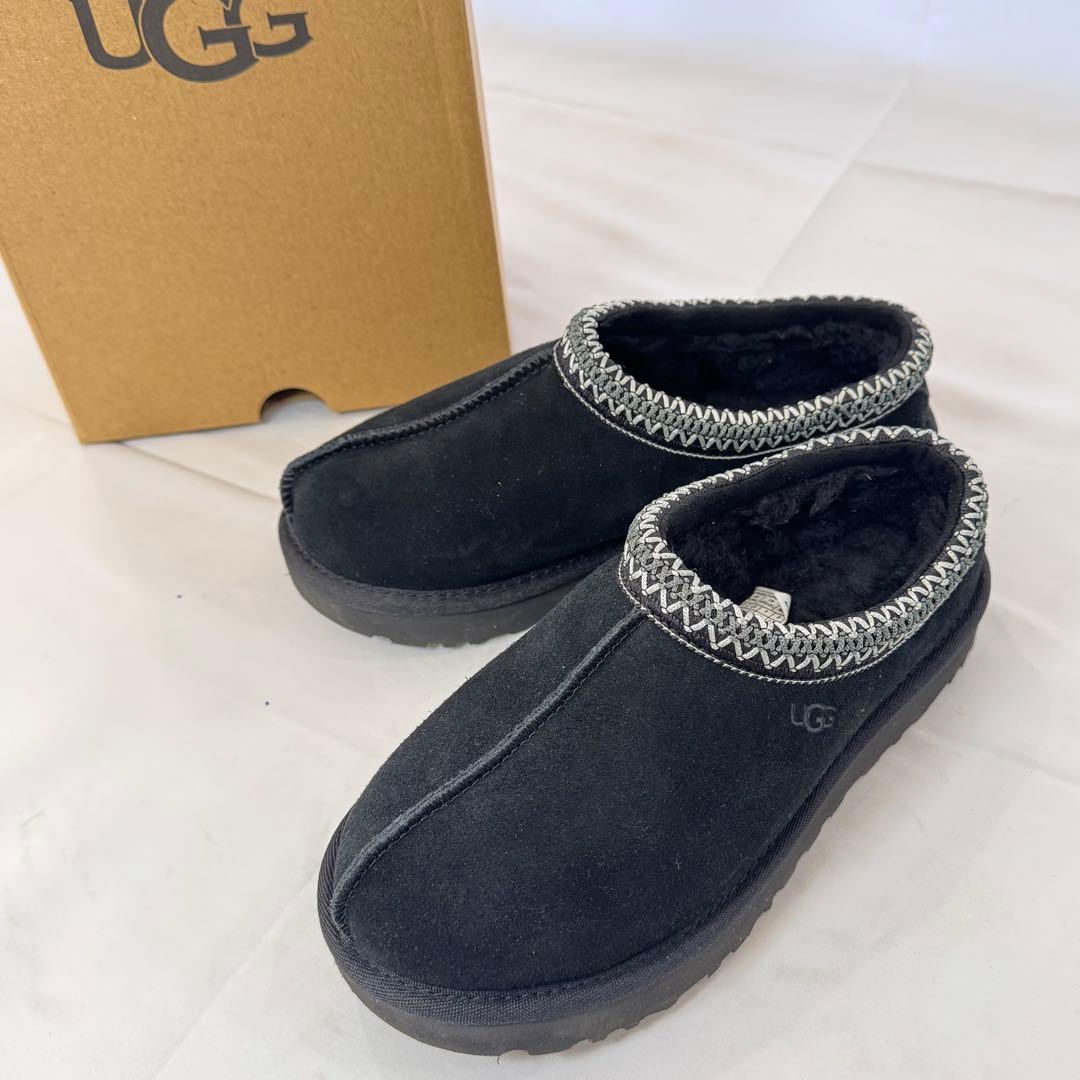 美品 UGG スエード スリッポン タスマン スリッパ ブラック 23cm