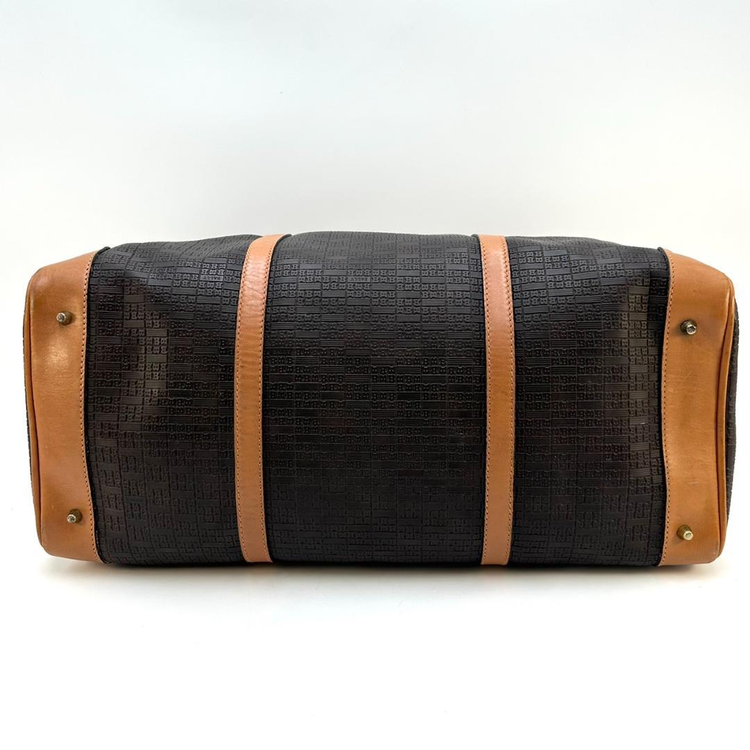 BALLY バリー ボストンバッグ 旅行用バッグ Bロゴ総柄 ゴールド金具 茶系