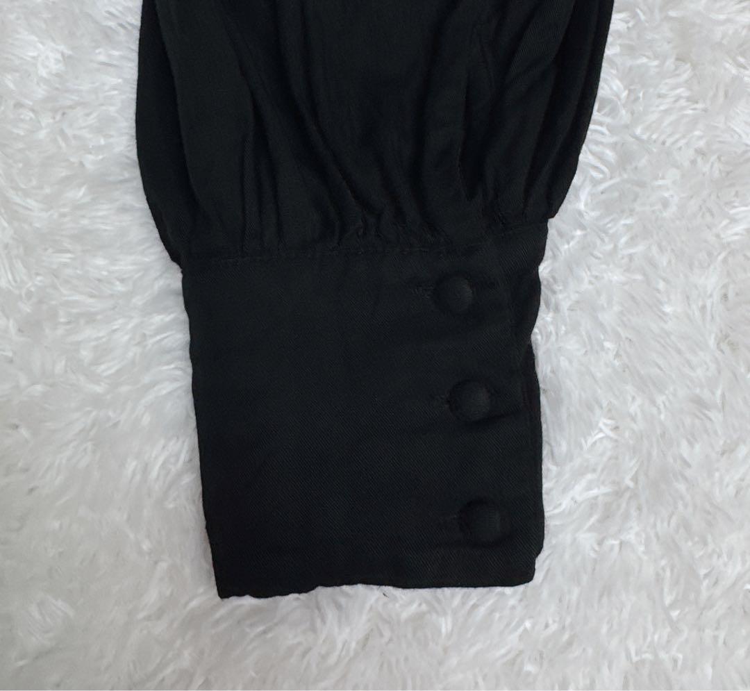 AMERI アメリ エンブロイダリー刺繍入り ブラウス バルーンスリーブ 黒