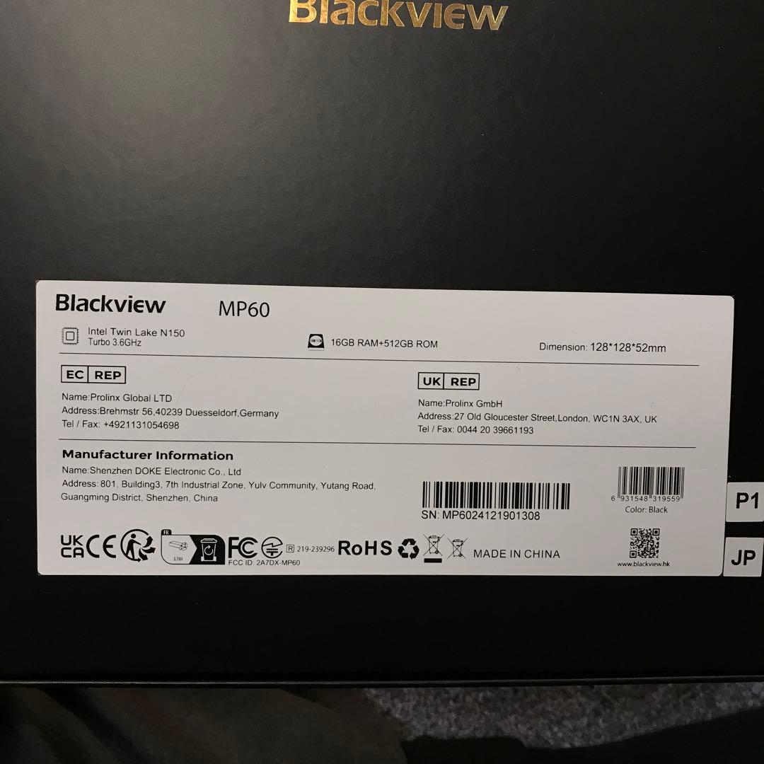 Blackview MP60　ミニPC Intel N150 16GB512GB