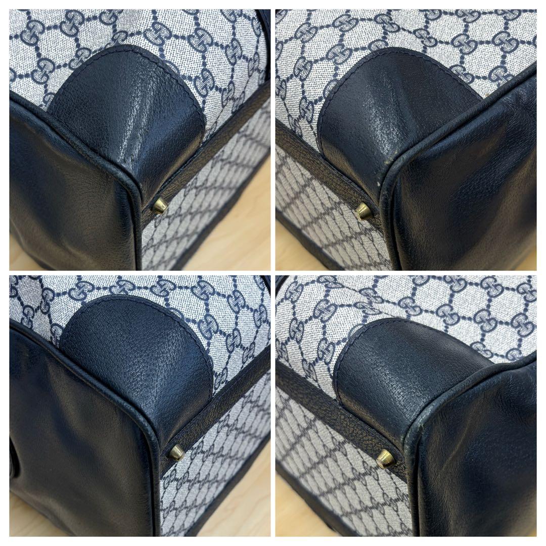 GUCCI オールドグッチ GG PVC ボストンバッグ ネイビー 大容量