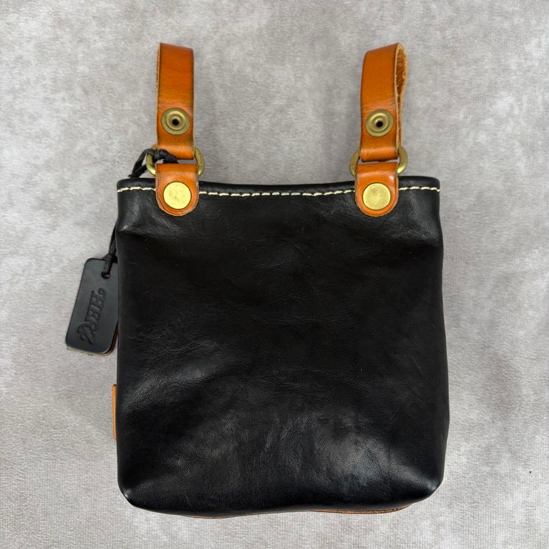 【美品✨】ヘルツ 大工さんの腰袋的ベルトポーチ レザー 本革 ブラック 黒 人気