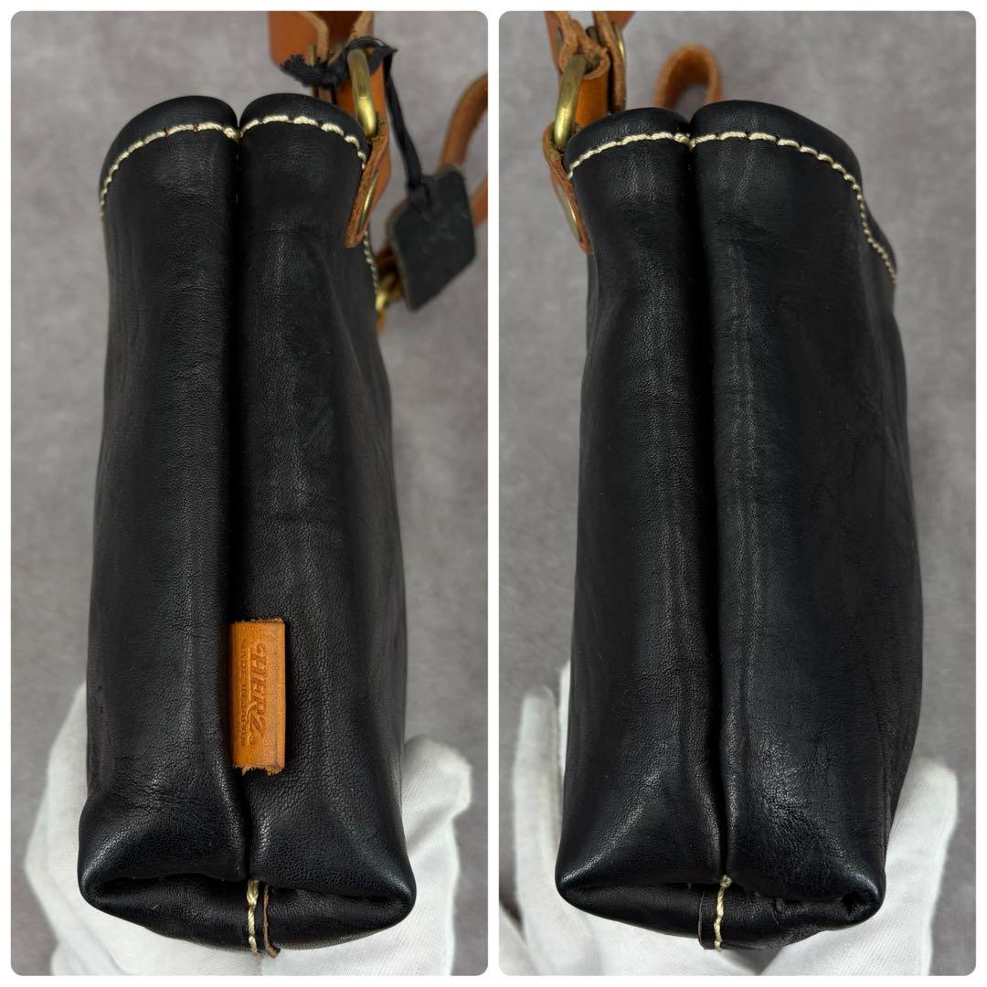 【美品✨】ヘルツ 大工さんの腰袋的ベルトポーチ レザー 本革 ブラック 黒 人気